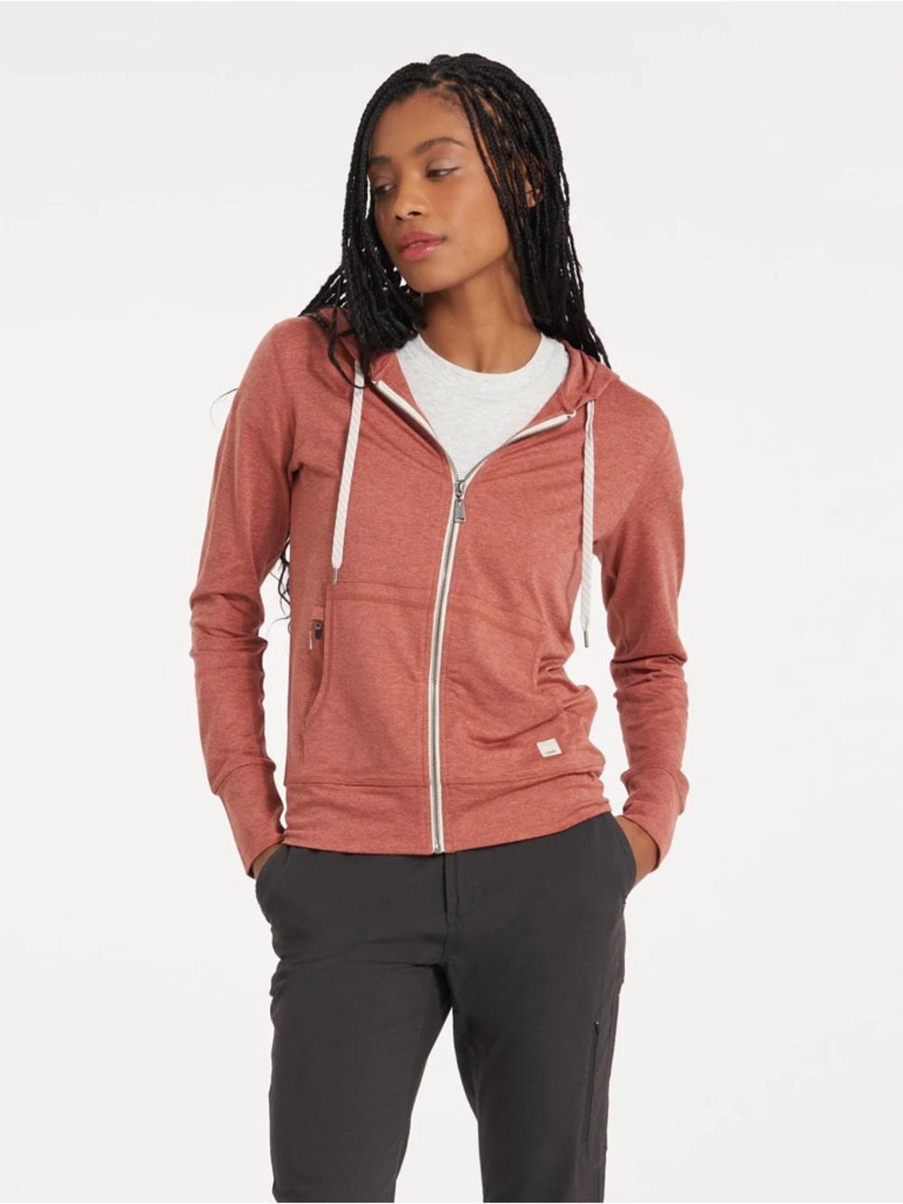 Vuori Halo Performance Hoodie 2.0 in “Cinnamon Heather”